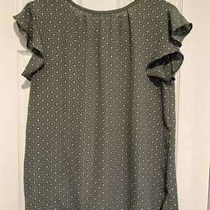 LOFT Olive Floral Pattern Blouse